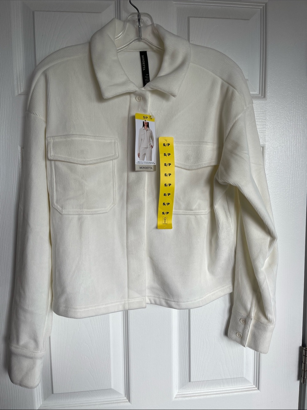 Mondetta Cream Button-Front cropped corduroy jacket